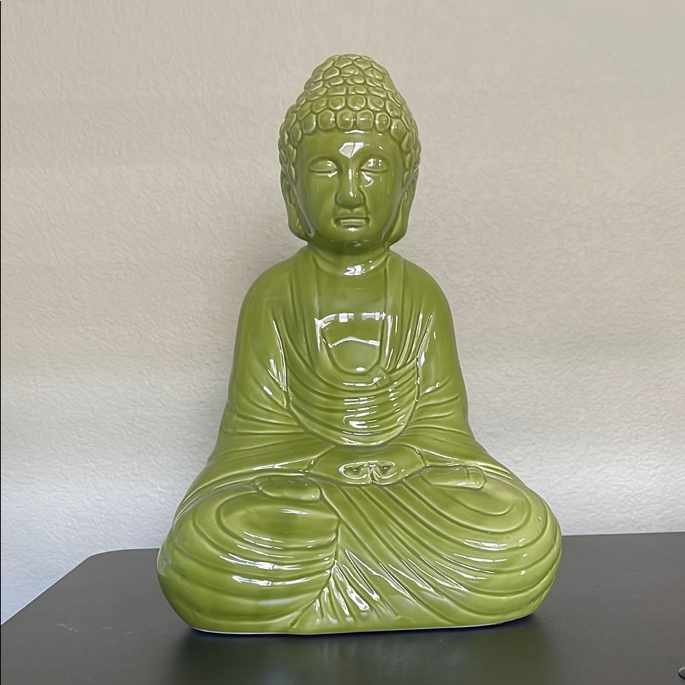 Ceramic Green Buddha Statue – Serene Home Décor Accent